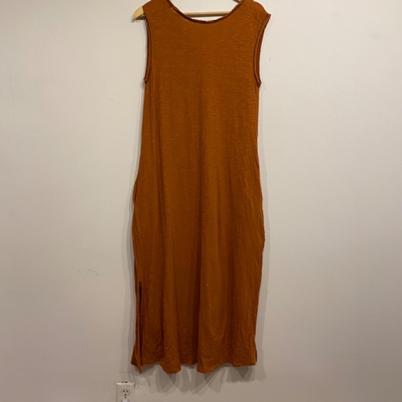 Natural Life Orange Cotton Scoop Neck Oversized Lagenlook Maxi Dress Size XS/S - Picture 5 of 5